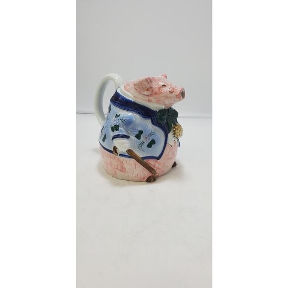 Vintage 1962 Ceramic Tea Pot "The Gentleman Pig" 8 inch Vintage Andrea By Sadek - Picture 1 of 6